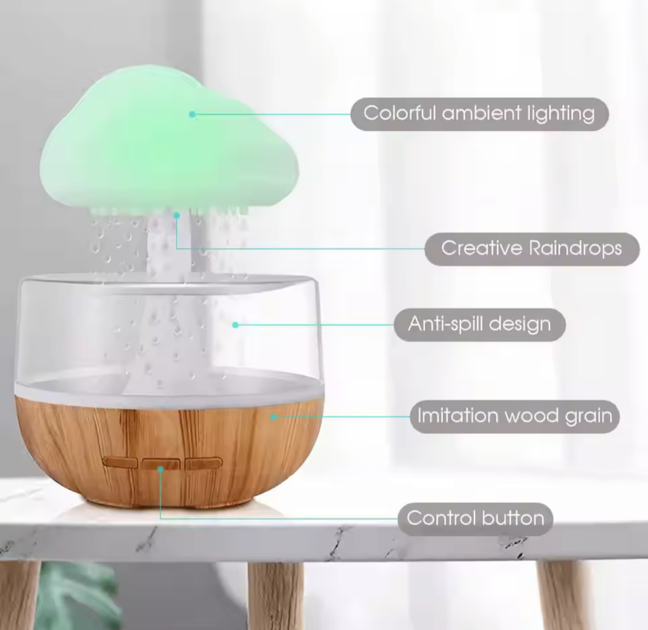 Raindrop Cloud Humidifier Lamp
