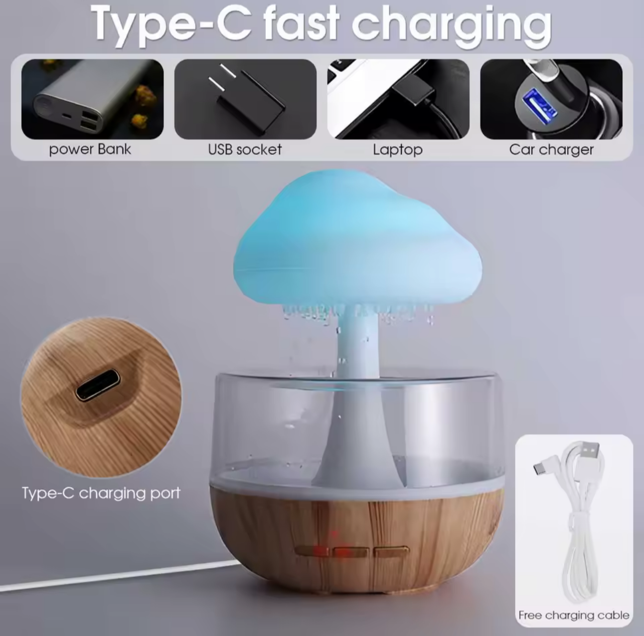 Raindrop Cloud Humidifier Lamp